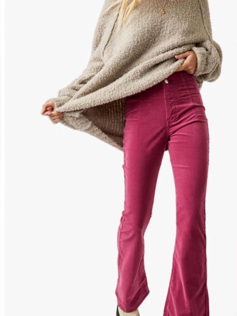 Free People High-Rise Magenta Flare Pants